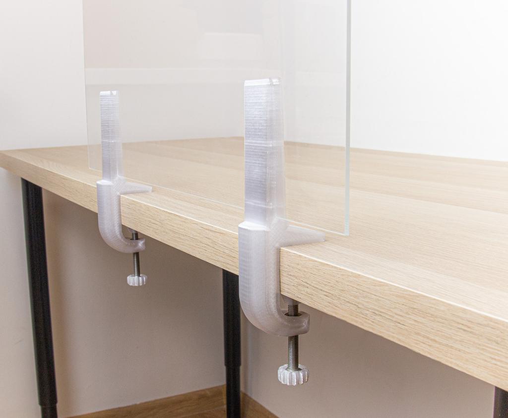 Partition Mounting Brackets for PLEXI 5-6mm for LONG TABLETOP 2 Pcs