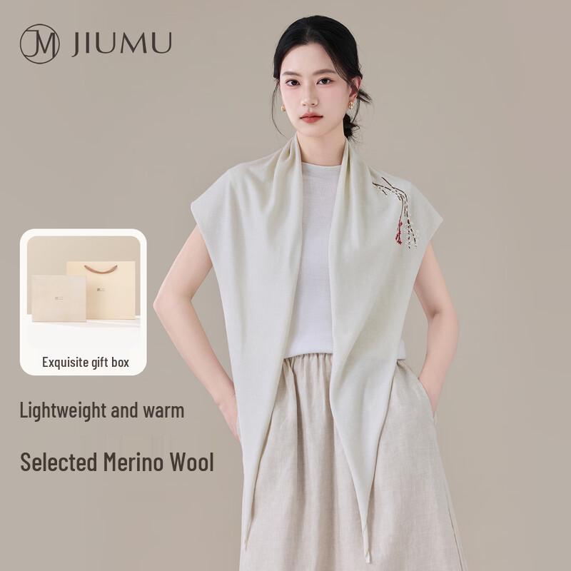 JIUMU Women s Merino Wool All-Season Shawl грязно-белый