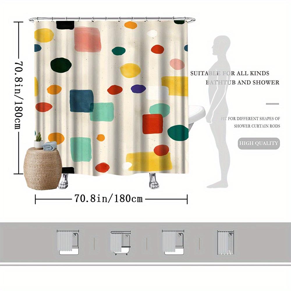 Abstract Geometric Shower Curtain, Colorful Polka Dot Design, Artistic Home Decor, Bath & Bathtub Decor