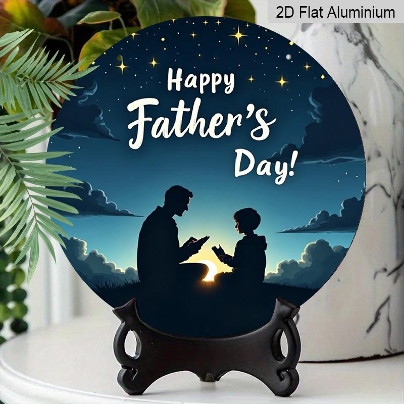 2D Flat, 1pc Father's Day Wall Sign - Aluminum Modern Decorative Art with "Happy Father's Day" Text, Waterproof & Durable, No Power Needed, Easy