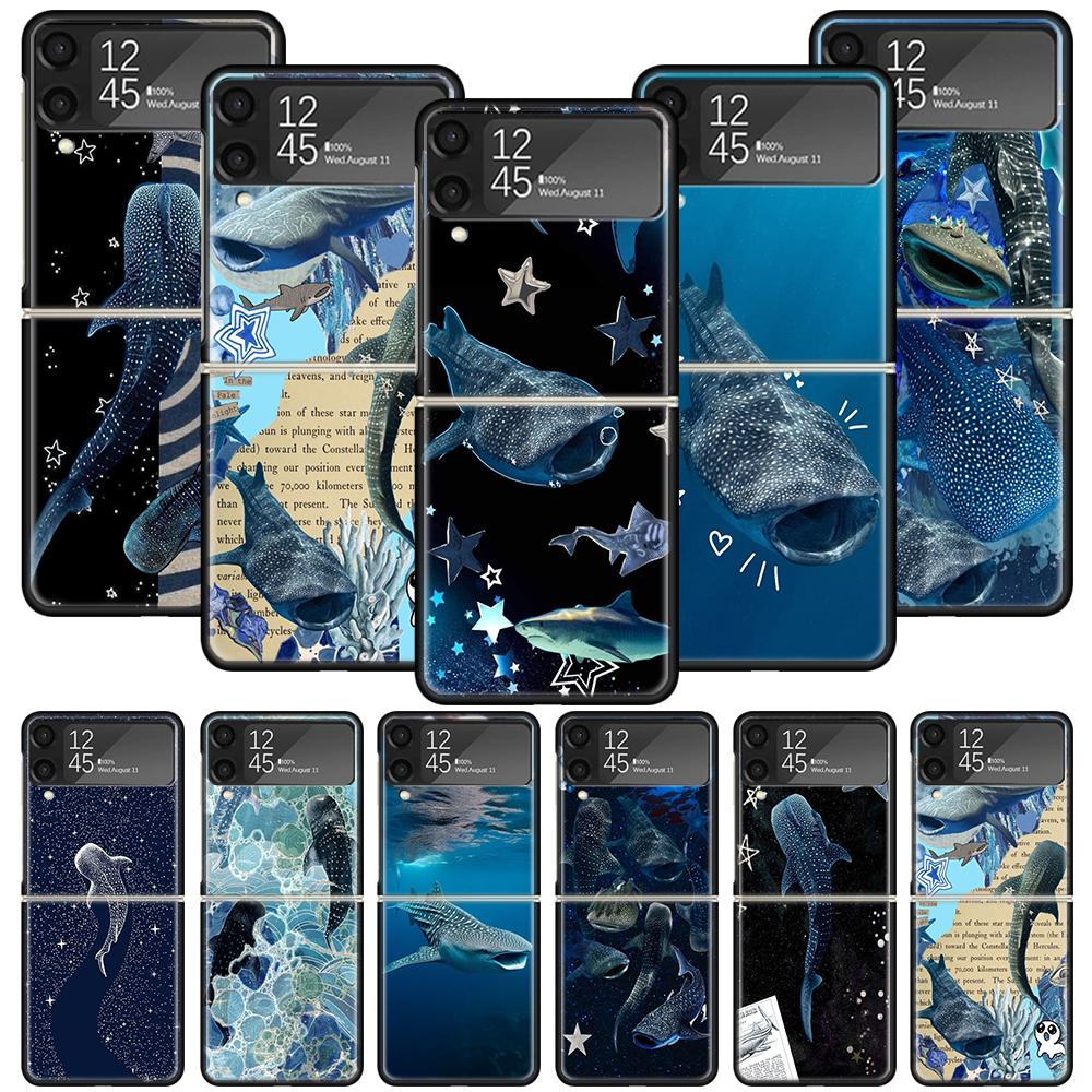 Ocean Whale Shark Phone Case For Samsung Galaxy Z Flip 7 6 5 4 3 5G Shockproof Cover Z Flip7 Flip6 ZFlip5 Flip3 Flip4 Luxury She