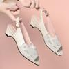 Women's Sandals Summer Mid-heel Mesh Shoes Female Large Size Formal Breathable Sandals Women