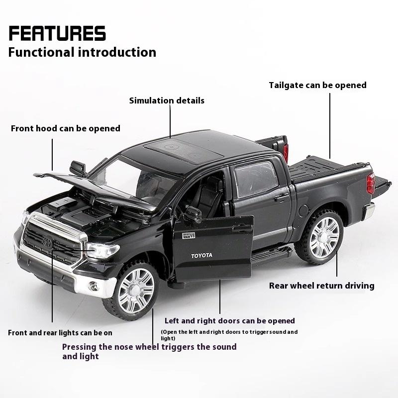1/32 Scale Toyota Tundra Off Road SUV Pickup Truck Alloy Metal Diecast Car Model Sound & Light Adult Collectible Gifts Mini GT Present