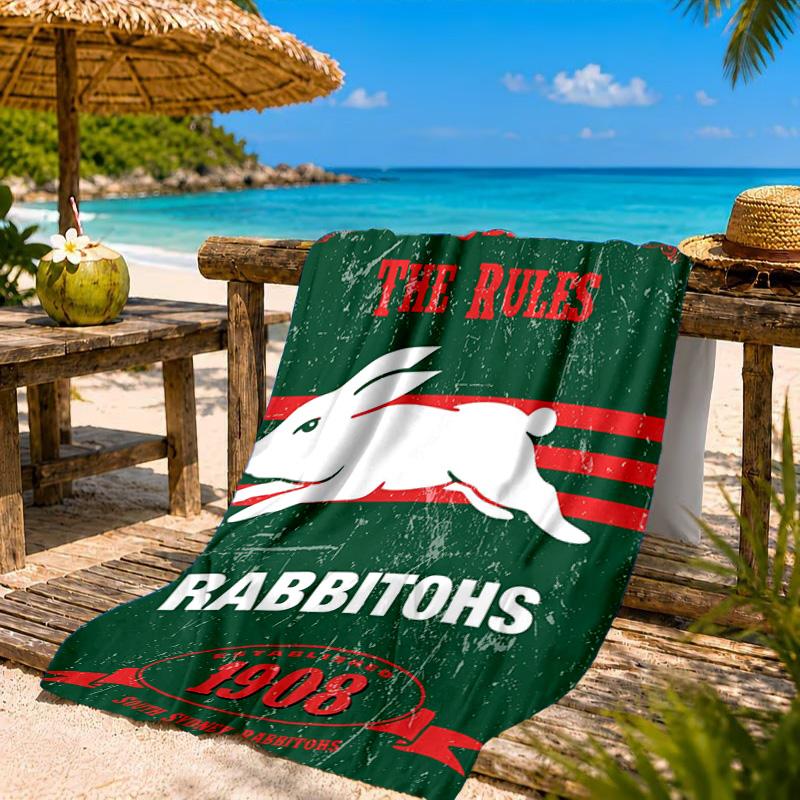 Nrl Rabbit Artwork Design Beach Towel, Quick-drying, Easy to Care for, Suitable for Both Fitness and Beach Vacations,Sports Essential