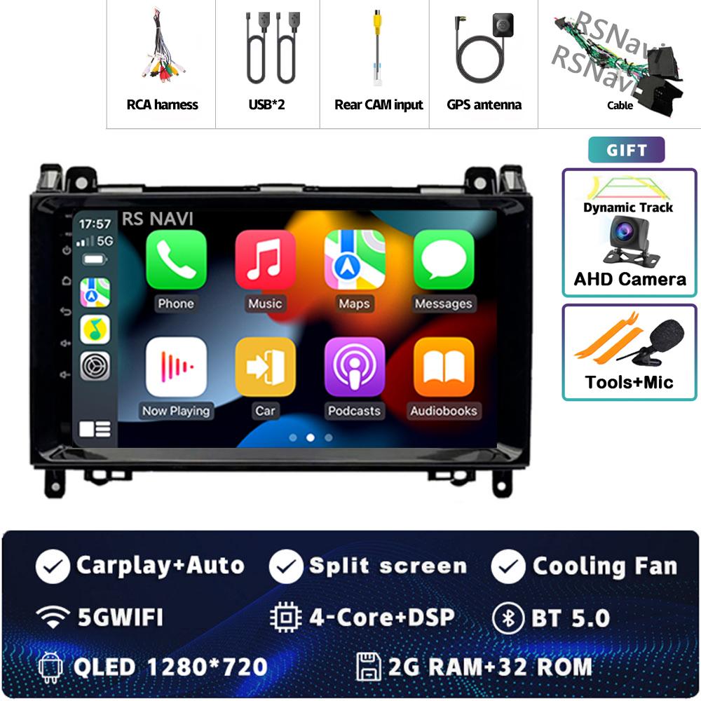 Android 14 Carplay Car Radio For Mercedes Benz B200 W169 W245 Viano Vito W639 Sprinter W906 Multimedia Video Player  GPS Stereo
