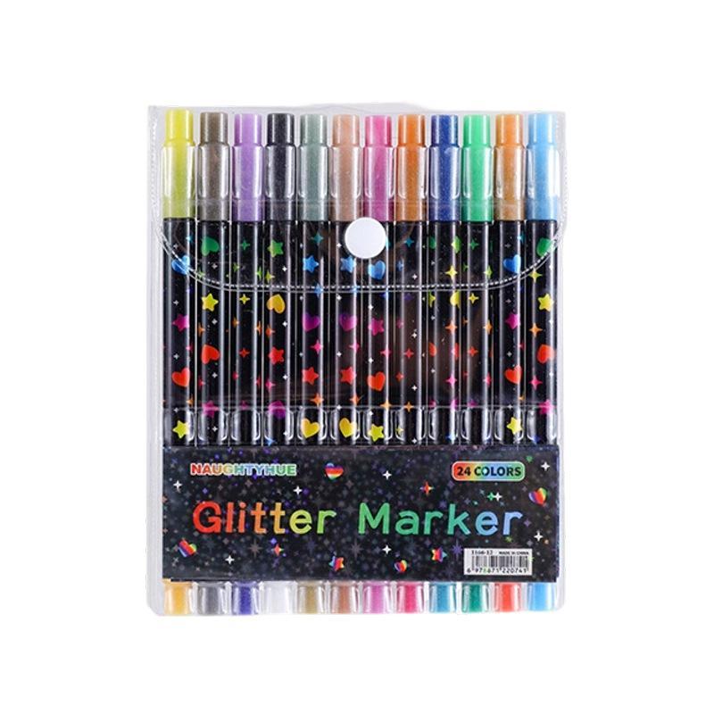 Pennarelli Glitterati a Doppia Punta con Colori Scintillanti Pennini Lisci Perfetti per Scrapbooking e Biglietti