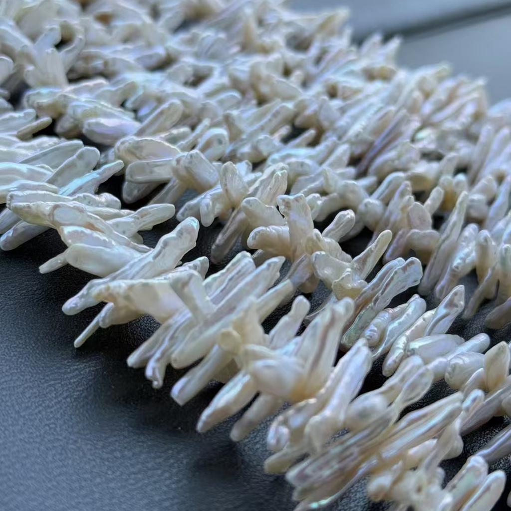 1 Ficelle, Perles d'Eau Douce Naturelles Blanches, Perles Baroque à Trou Horizontal, pour la Fabrication de Colliers, Bracelets, Bijoux Artisanaux, Longueur 36 Cm