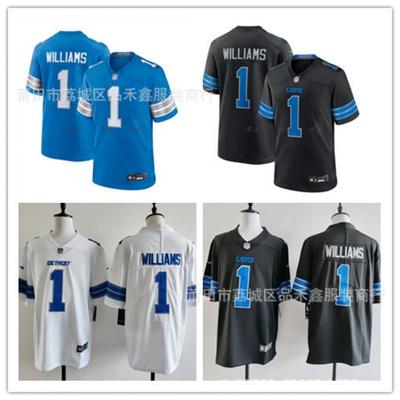 Camiseta de Fútbol Americano NFL Detroit Lions 1 Williams Adulto Unisex Algodón Camisa de Rugby Ropa Casual para Aficionados