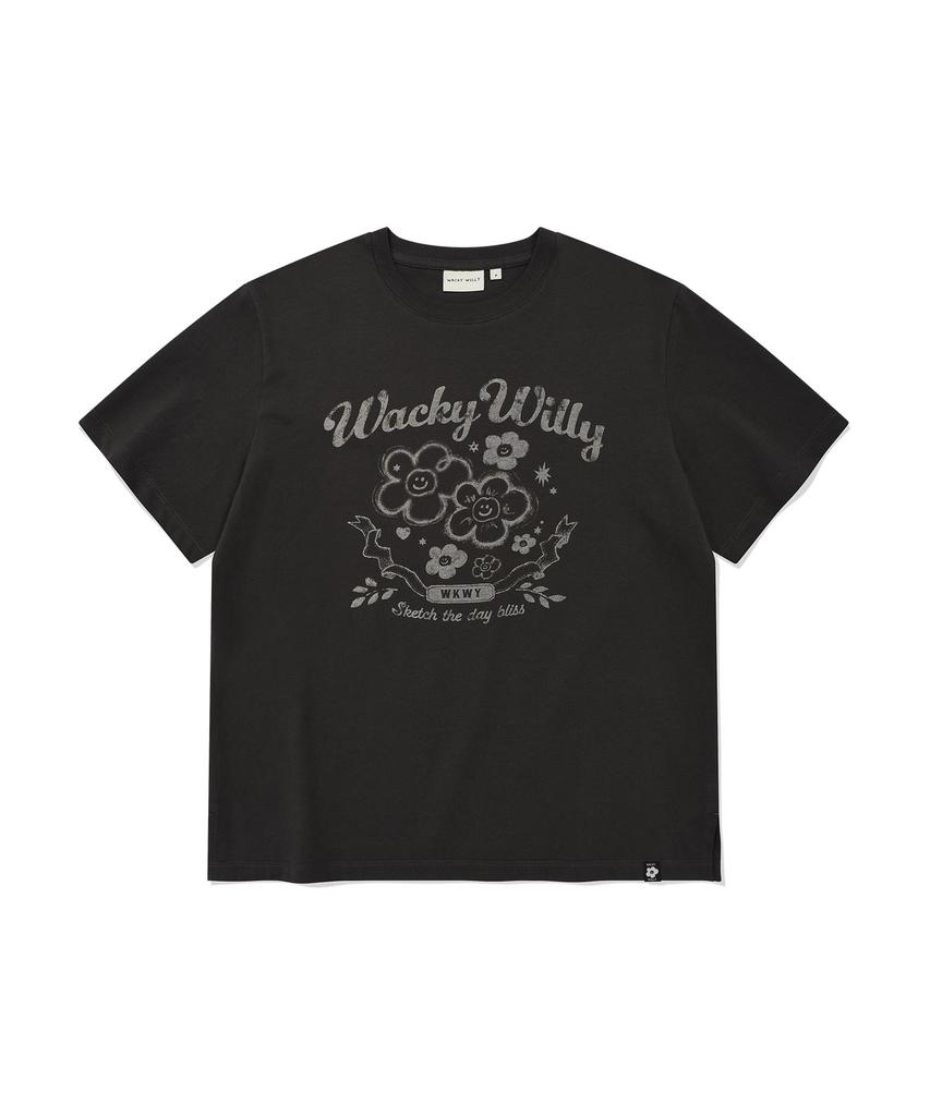 WACKY WILLY Women'S Big Lily Vintage Short Sleeve T-Shirt Charcoal