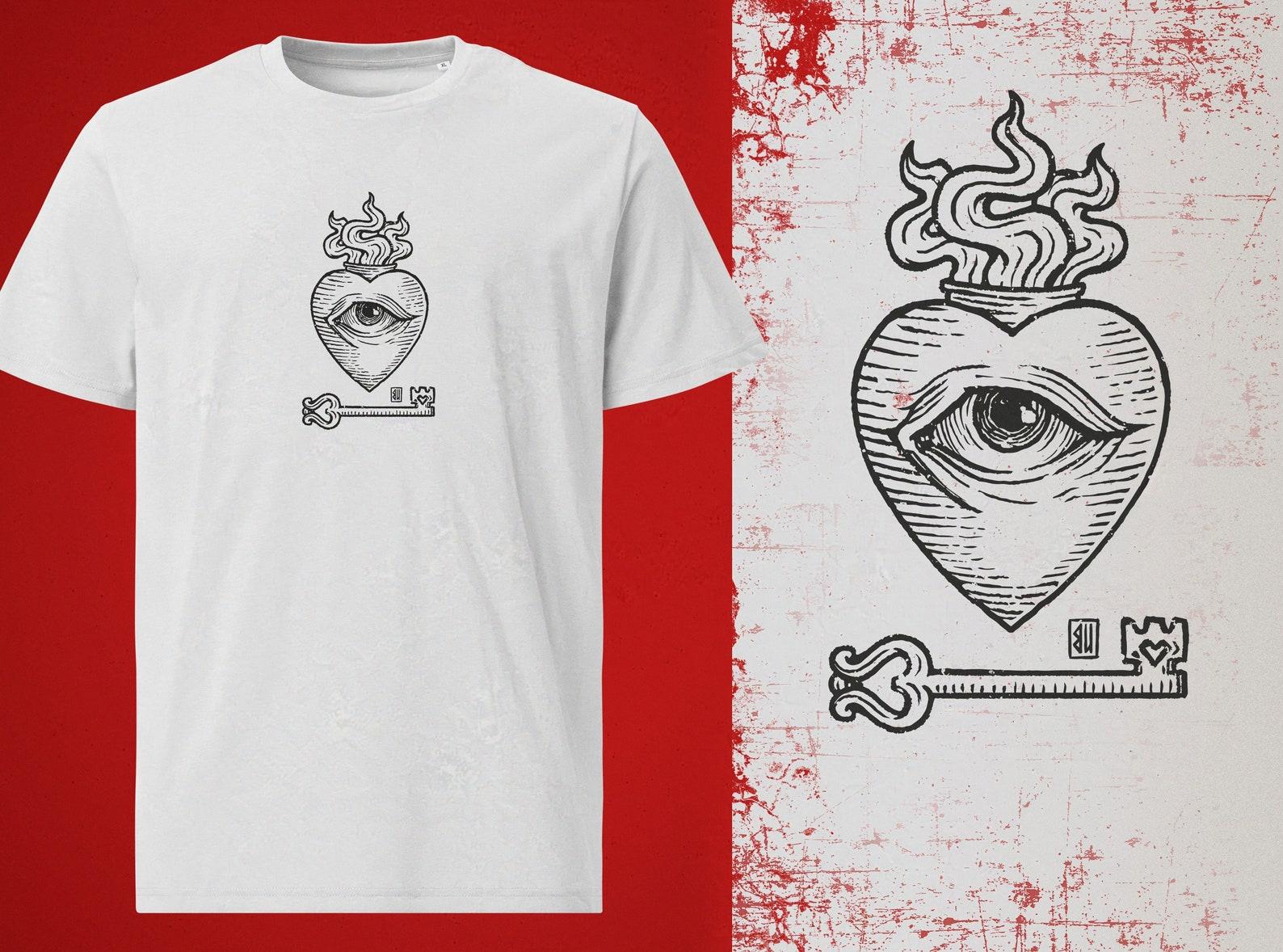 Flaming Heart T-Shirt (black print) M