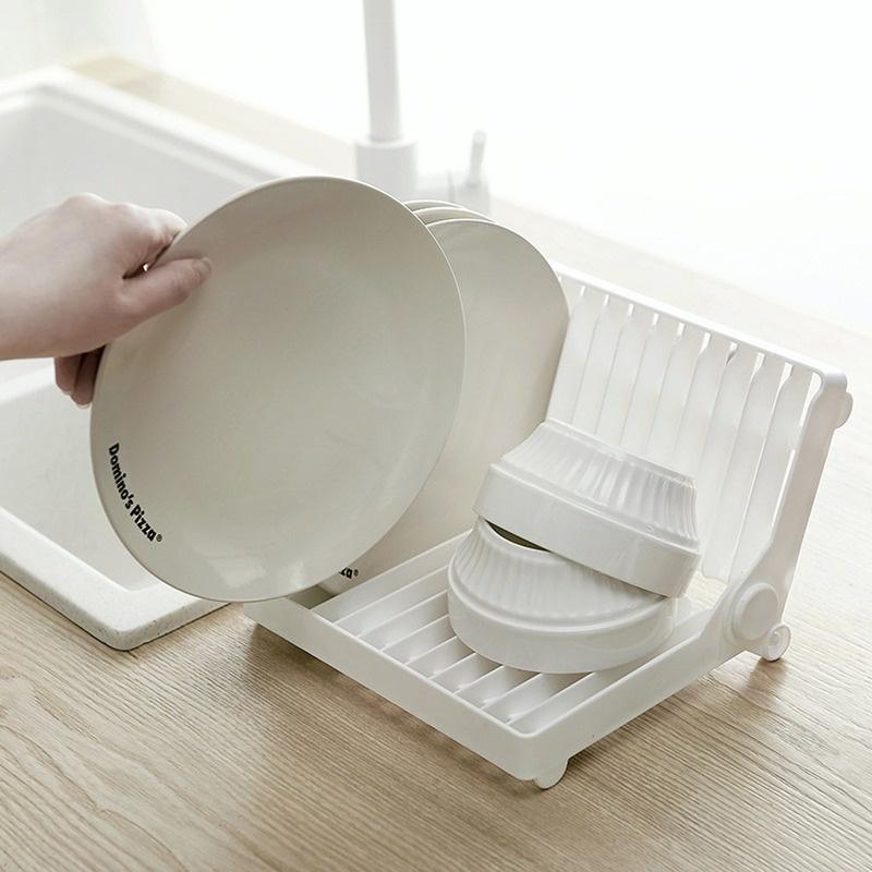 Multifunction Kitchen Storage Foldable Dish Plate Rack Organizer Drainer Plastic Tableware Holder Shelf
