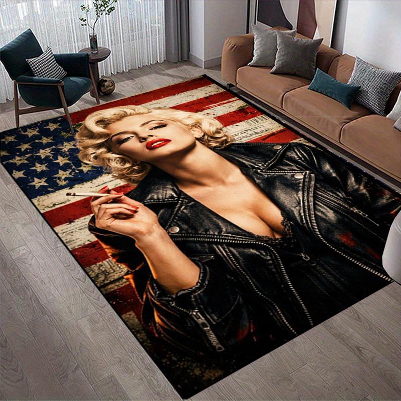 American Icon Style Crystal Velvet Rug, Soft Anti‑Slip Crystal Velvet Carpet for Living Room Bedroom Home Decor