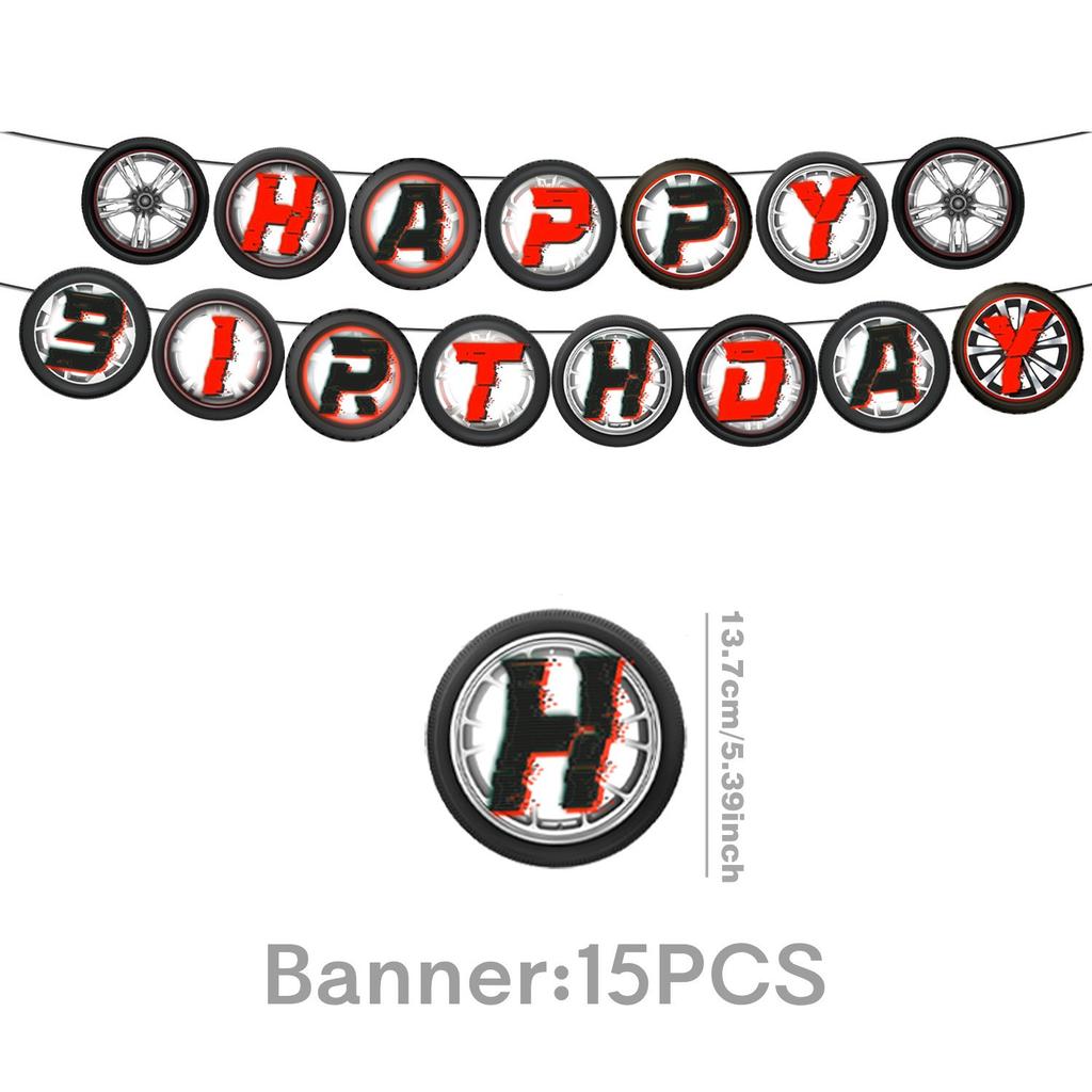 Black & White Checkered Flags Race Car Happy Birthday Banner Tablecloth Kids Boys Racing Car Birthday Party Decorations Supplies