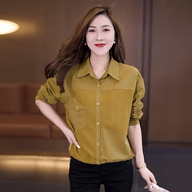 

Осенняя женская рубашка с длинным рукавом 2025 Самая продаваемая Новая женская рубашка Осенняя одежда Свободная Большого размера Стильный Модный топ Yellow 3XL