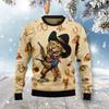 2026 Retro Cowboy Graphic Ugly Christmas Sweater For Men Autumn Vintage Crewneck 3D Printed Sweatshirt Loose Breathable Pullover