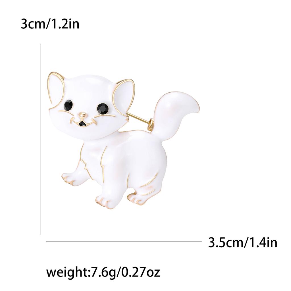 Fashion Enamel Kitten Brooches for Women Rhinestone Animal Pin Cat Lapel Pins Event Party Gifts Decoration Clothes Accessories