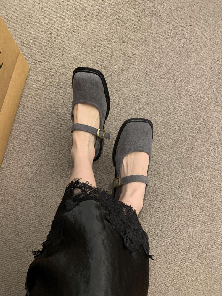 French Retro Platform Thick Heel Mary Jane Single Shoes Women's 2025 Spring and Autumn New Versatile Light Mouth Square Head Grandma Shoes