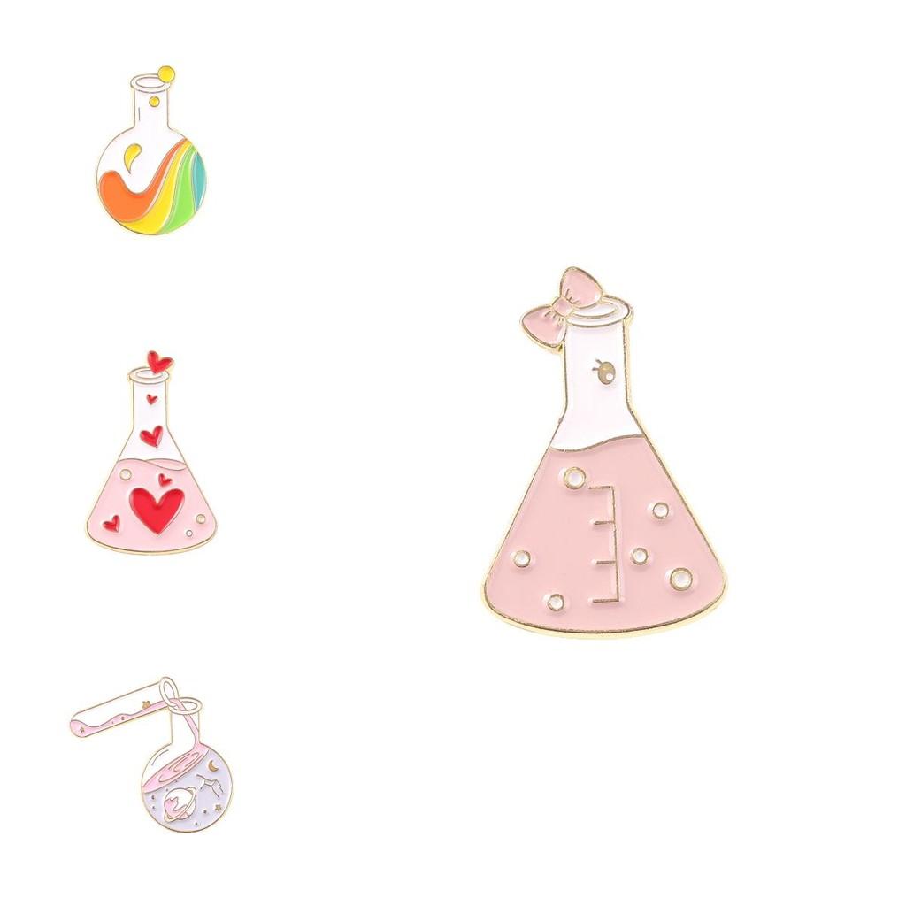Colorful Heart Laboratory Flask Brooch With Geometric Design For Unique Personal Style