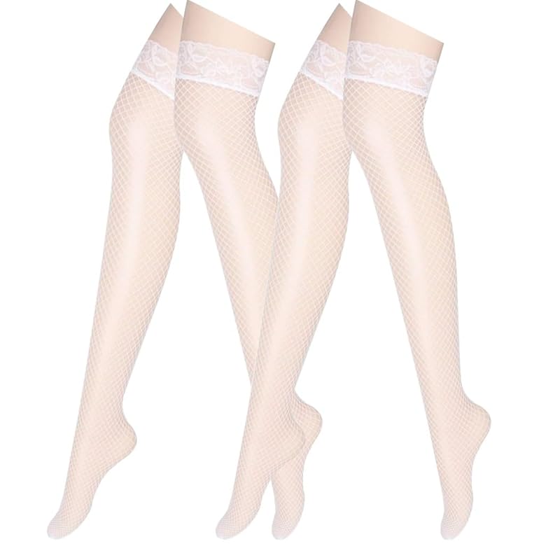 

[HappyHome] fishnet tights 2 sets (4 pieces) set cosplay sexy stockings Ami tights disguise costume ladies fashion (white)