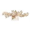 Handmade Pearl Hair Comb For Bride Wedding Updo Floral Leaf Hairpin Xiuhe Suit Headpiece Bridal Dress Accessories
