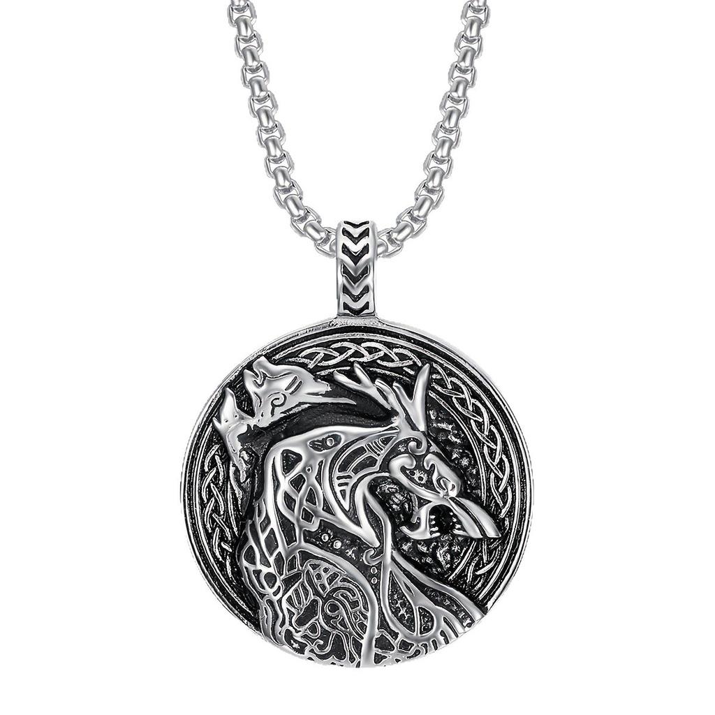Fashionable Beijing Wolf Head Nordic Charm Men's Trendy Accessories Necklace Pendant