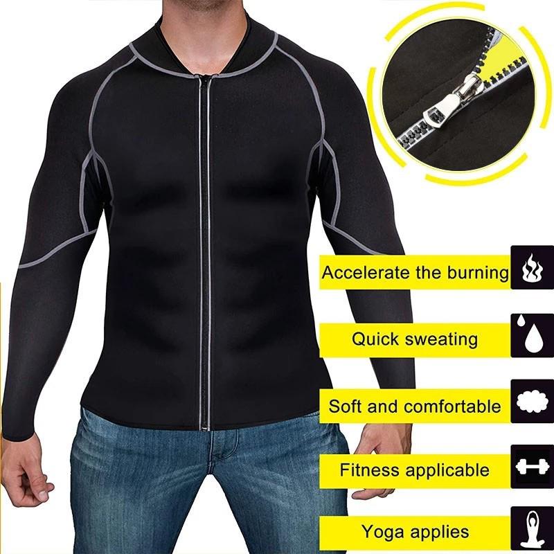 Silver Coated Neoprene Sauna Suit Set: Long Sleeve Top & Pants for Fitness