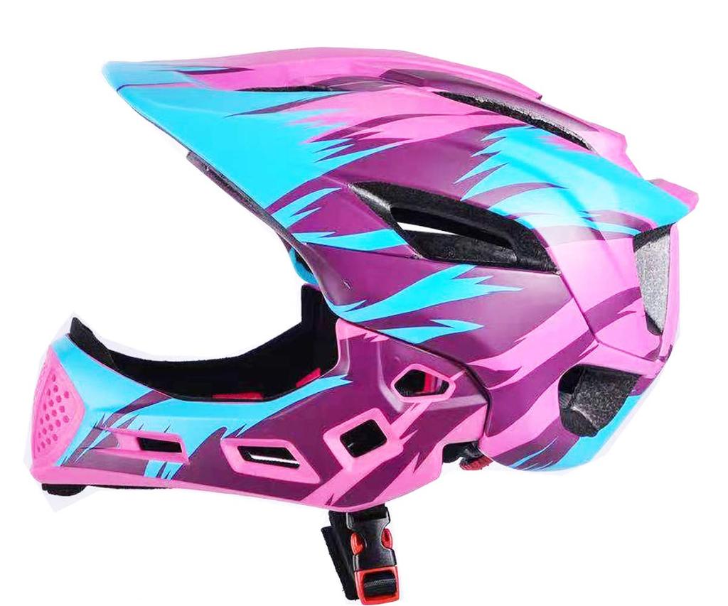 Natuway Bicycle Detachable Full Face Helmet for BMX Roller Protective Pink Kids' Helmet, Cycling, Scooters, Skateboards, Bikes, Skates, Gear,
