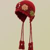 Women's Hand-Knitted Wool Hat with 3D Flowers and Tassels - Ethnic Style Ear Protection for Autumn/Winter Warmth.
