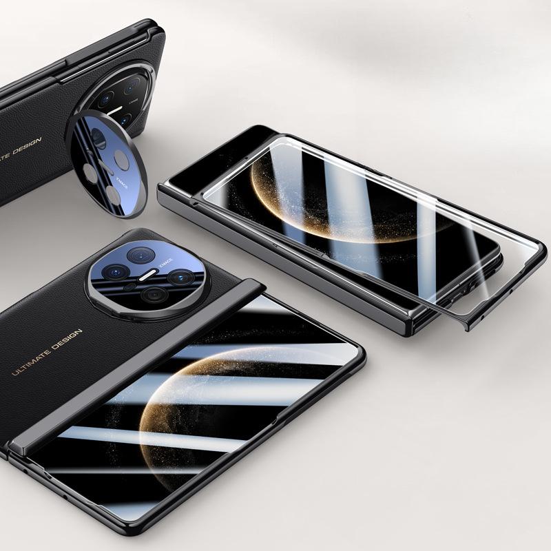 Huawei Matex6 Phone Case Film Integrated Electroplated Folding Spring Hinge Anti-drop Bracket X6 Men's Plain Leather Case