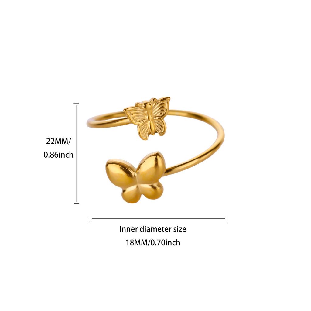 Simple and versatile opal double butterfly zir*****pen ring, new niche high-end index finger ring, exquisite ring.
