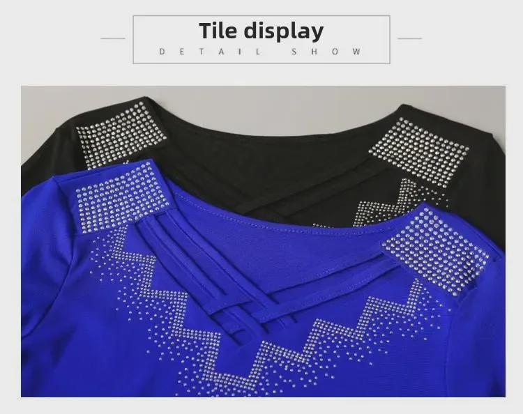 Autumn 2022 Fashion: Slim Fit V-Neck Long-Sleeve Women's Top with Mesh and Sparkling Detailing