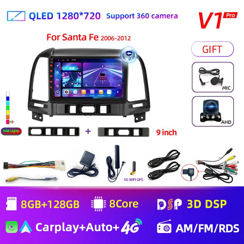 8Core Android 12 DSP Car Radio Multimidia Video Player Navigation GPS For Hyundai Santa Fe 2 2006-2012 2din Head Unit Carplay