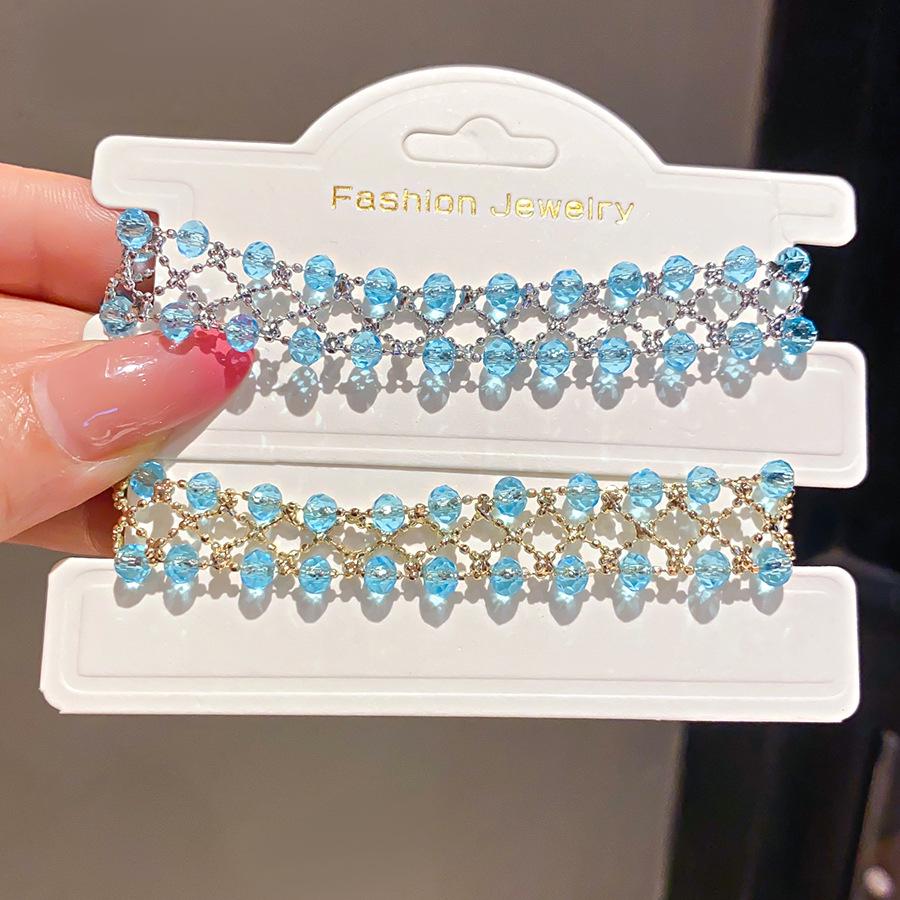 Crystal Beaded Bracelet - Flowing Light Style for Women, French Cool & Refined Design, Perfect for a Fresh Vacation Look.