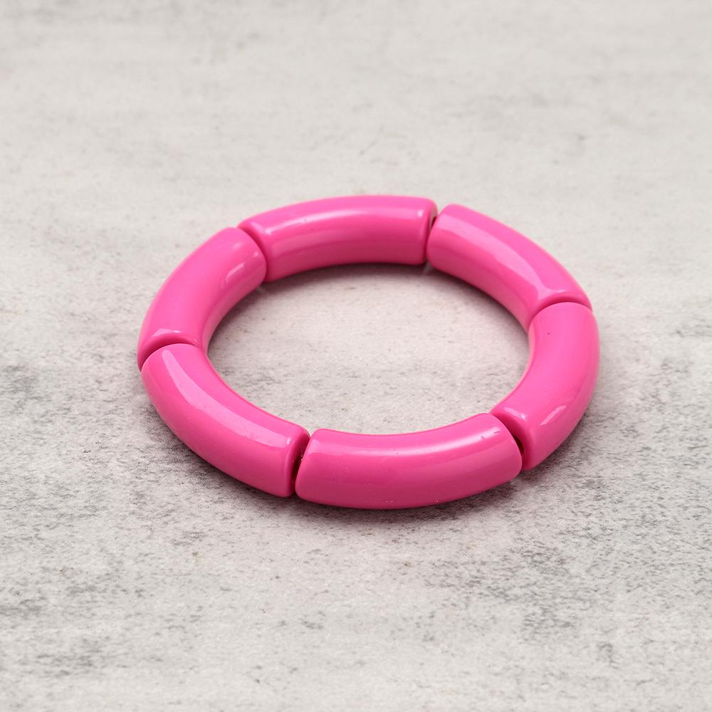 New Fashion Hot Pink Geometric Heart Beads Acrylic Bracelets Necklace for Women Spring Summer Statement Jewelry Accessories Gift