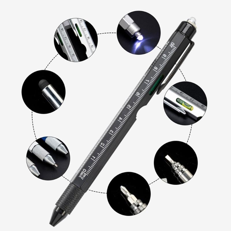 7-in-1 Multitool Tech Tool Stift Schraubenzieher Stift Wasserwaage Kugelschreiber Metall Werkzeug Stift Multitool Stift Handwerkzeug