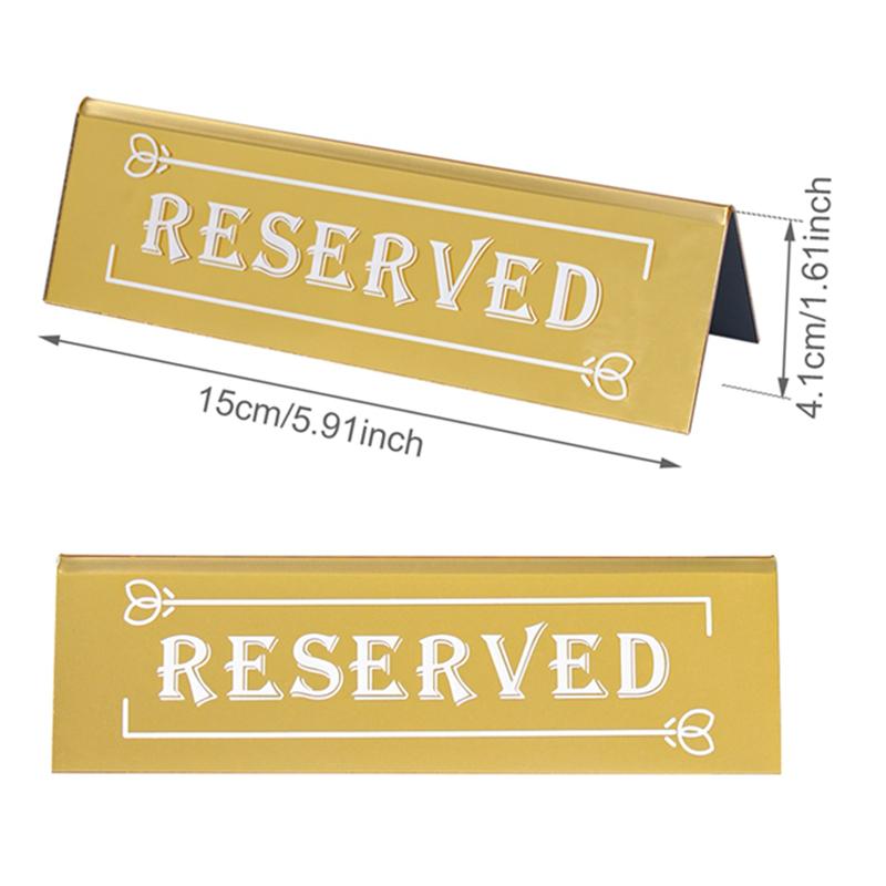 2/4/10PCS Golden Acrylic Reserved Table Signs Card Banquette Seating Table Signs Wedding Waterproof Double-Sided Mark Seat Signs