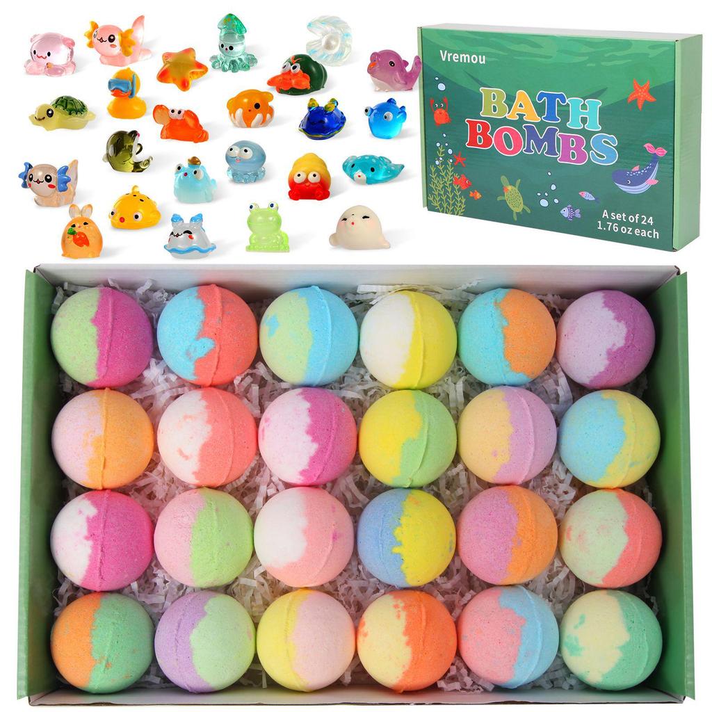 Glow-in-the-Dark Kids Bath Bomb Set with Surprise Toy - Perfect Christmas Gift for Boys and Girls