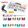 100PCS Car Fuse Blade Fuse Kit Small Or Micro Size Truck Fuses 2A 3A 5A 7.5A 10A 15A 20A 25A 30A 35A with Electrical Test Pen