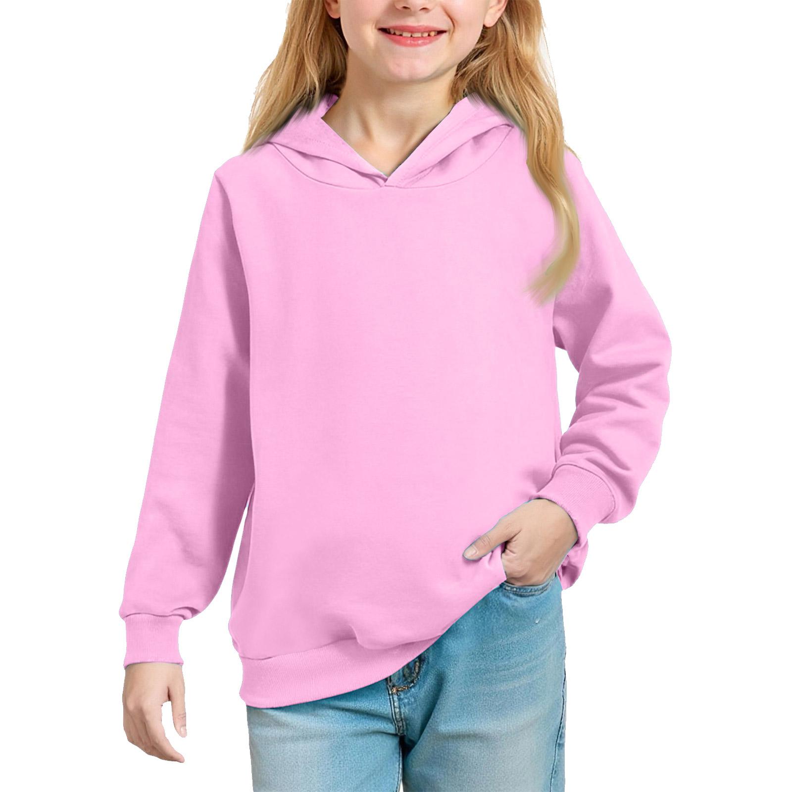 

Big Kids Solid Hoodie - Unisex Pullover Sweatshirt 170 розовый