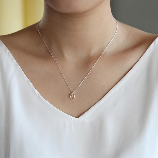 [4℃] Drop Citrine Silver Necklace [November birthstone citrine] 111744121809 Jewelry Case Included