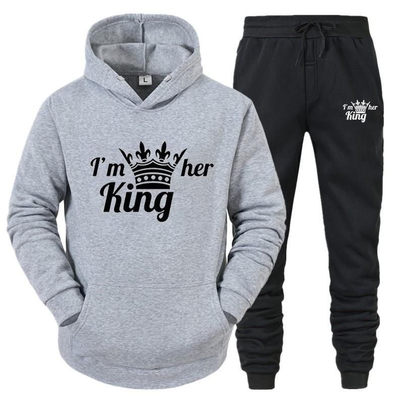 Unisex Hooded Sweatshirt Set Casual Sportswear Tracksuit Teens Adults
