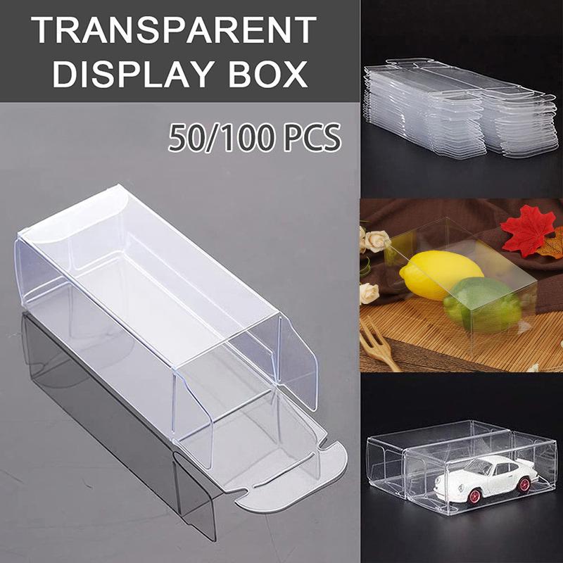 50/100 Stück PVC Vitrine Kunststoffe Kleine Klare Aufbewahrungsbox Für Matchbox Automodell Staubdichter Schutzbehälter Spielzeugzubehör