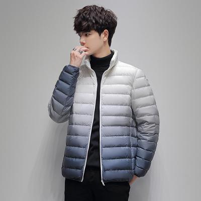 Nouvelle doudoune d'hiver à col montant dégradé, doudoune fine et légère en duvet de canard blanc, même style pour hommes et femmes, vêtements pour hommes chauds et tendance
