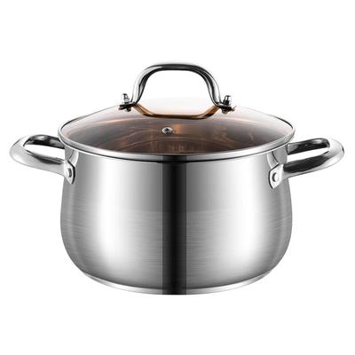 Marmite à soupe épaissie pour cuisinière à induction Cuisinière à gaz Marmite à double oreille pour la cuisson de la soupe Hotpot Marmites à soupe en acier inoxydable 304