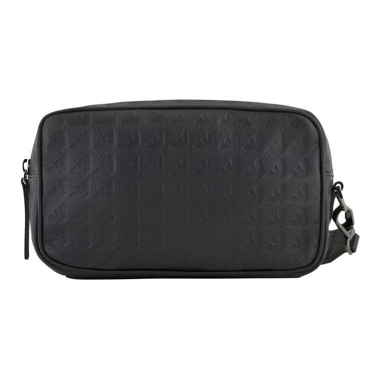 Emporio Armani Iconic Metal Eagle Logo Pattern Calfskin Leather Clutch Small Men clutch Black EM001738-AF14774-UC001