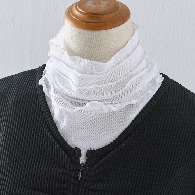 Elegant Mesh Multilayer Pleated Fake Collar Decorative Neck Cover Half Top Collar Sweater Shirt Detachable High Collar