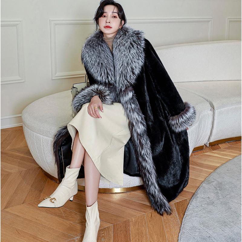 Women's Mink Coat Long Coat Winter Warm Trench Coat