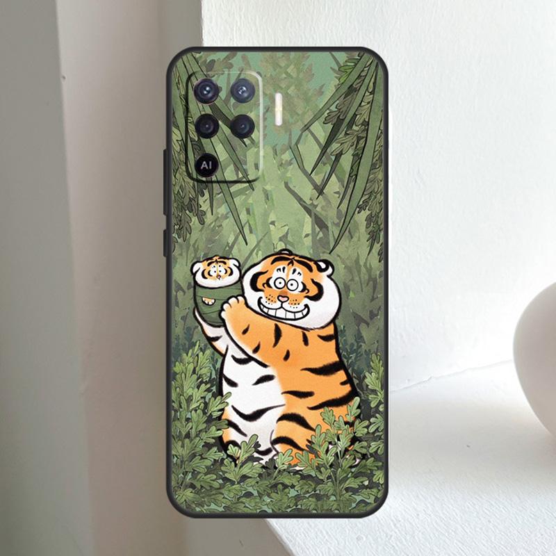 Cartoon Fat Tiger For OPPO A6 A5 Pro A15 A17 A77 A16 A76 A96 A18 A38 A58 A78 A98 A54 A74 A94 A40 A60 A80 Case