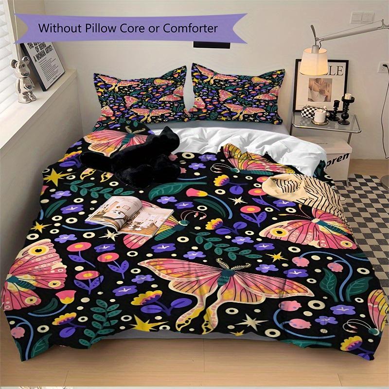 3pcs Butterfly Print Bedding Set, Suitable for Bedroom Decoration, (Includes 1 Duvet Cover And 2 Pillowcases, Quilt Not Included) yy250822169