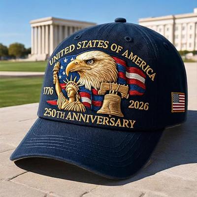 USA 250th Anniversary Cap 2026 Comfortable Cotton Embroidery Baseball Cap Adjustable Baseball Cap Men Women Outdoor Casual Hats